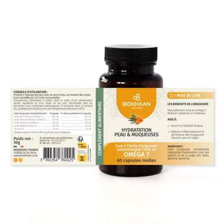 Nouveautés ! Complément Alimentaire – Capsules d'Huile d'Argousier BIO – Hydratation Peau & Muqueuses