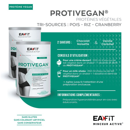 EAFIT PROTIVEGAN Protéines Végétales Saveur Chocolat Noisette - 450g