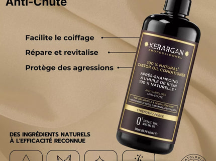 Kerargan - Ensemble Anti-Chute Shampoing, Après-shampoing, Masque & Sérum à l’Huile de Ricin - 3x500ml + 100ml