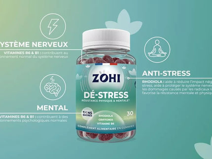 Zohi - Complément Alimentaire De-Stress parfum fruits des bois, Pilulier 30 jours 180g