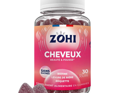 Zohi - Complément Alimentaire Cheveux parfum cerise, Pilulier 30 jours 180g