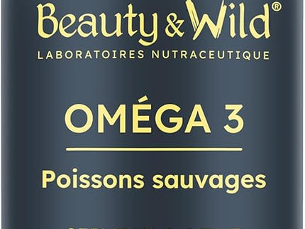 Capsules d'OMÉGA 3-2000mg d’Huile de Poissons Sauvages, Riche en acide aminés EPA/DHA, Santé du Cœur, Cholestérol, Cerveau, Idéal Musculation, Fitness, 120 capsules d'oméga 3 - Beauty&Wild