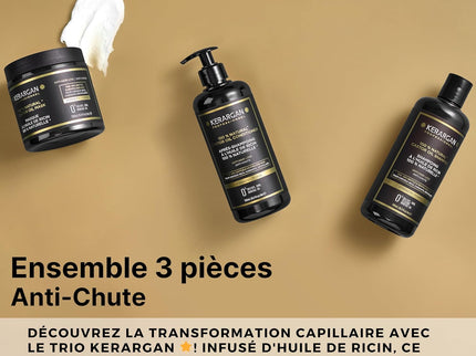 Kerargan - Duo Anti-Chute Shampoing, Après-shampoing & Masque Huile de Ricin - 2x500ml