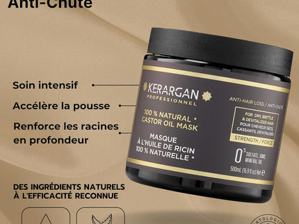 Kerargan - Duo Anti-Chute Shampoing, Après-shampoing & Masque Huile de Ricin - 2x500ml