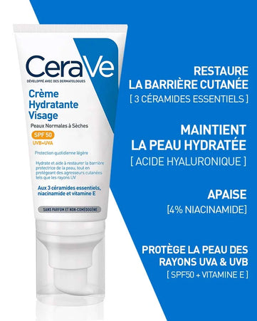 CERAVE Crème Hydratante Visage SPF50 - 52ml