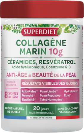 SUPERDIET COLLAGÈNE MARIN 10G Anti-Âge et Beauté de la Peau Arôme Vanille - 210g